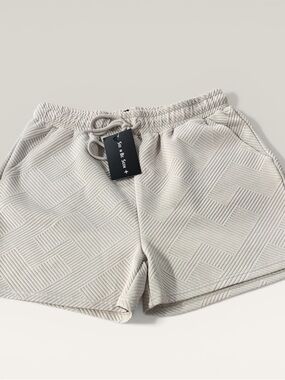 Seea Textured Drawcord Athletic Shorts in Light Grey